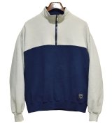 90's【USA製】【RUSSELL】ラッセル 【ビンテージ】紺×ベージュ【無地】【ハーフジップ】襟付き スウェット【サイズXL】 