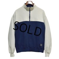 90's【USA製】【RUSSELL】ラッセル 【ビンテージ】紺×ベージュ【無地】【ハーフジップ】襟付き スウェット【サイズXL】 
