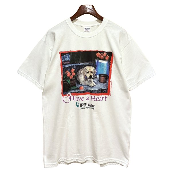 画像1: 【GILDAN】【ギルダン】Have a heart 子犬 プリント【国際動物福祉基金】IFAW【白】【Tシャツ】【サイズL】 