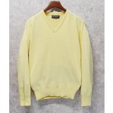 80's USA製【ビンテージ】【PURITAN】ピューリタン クリームイエロー【無地】Vネック【アクリルセーター】サイズL 
