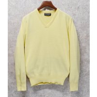 80's USA製【ビンテージ】【PURITAN】ピューリタン クリームイエロー【無地】Vネック【アクリルセーター】サイズL 