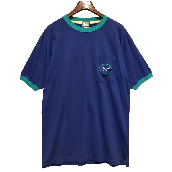 画像1: 程度良好!!【USA製】【ビンテージ】WINDSOR SHIRT【紺ｘエメラルド】【リンガーＴシャツ】【サイズL】 