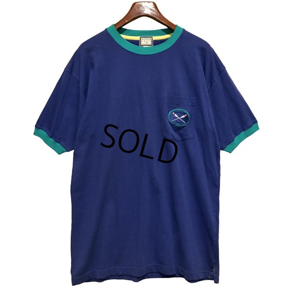 画像1: 程度良好!!【USA製】【ビンテージ】WINDSOR SHIRT【紺ｘエメラルド】【リンガーＴシャツ】【サイズL】 