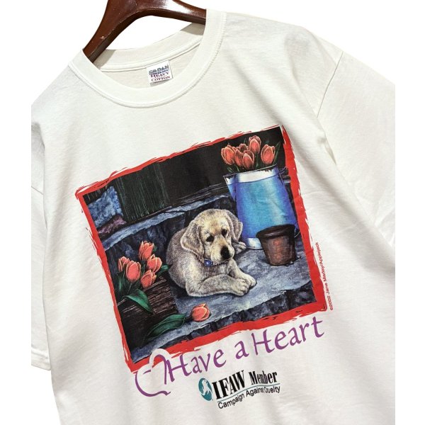 画像3: 【GILDAN】【ギルダン】Have a heart 子犬 プリント【国際動物福祉基金】IFAW【白】【Tシャツ】【サイズL】 