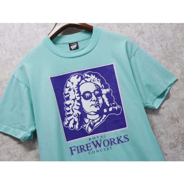 画像4: 【90's】【USA製】【ビンテージ】【Hanes】ヘインズ【バッハ】ROYAL FIREWORKS【水色】【Tシャツ】【サイズL】 