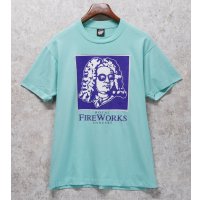【90's】【USA製】【ビンテージ】【Hanes】ヘインズ【バッハ】ROYAL FIREWORKS【水色】【Tシャツ】【サイズL】 