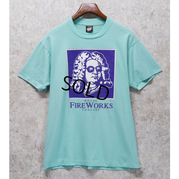 画像1: 【90's】【USA製】【ビンテージ】【Hanes】ヘインズ【バッハ】ROYAL FIREWORKS【水色】【Tシャツ】【サイズL】 