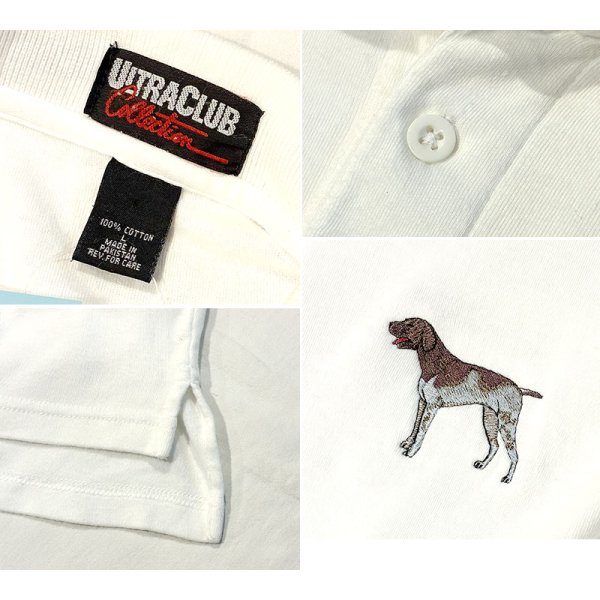 画像2: 【ビンテージ】【ULTRA CLUB】ウルトラクラブ 左胸犬刺繍【白】コットン【ポロシャツ】【サイズL】 