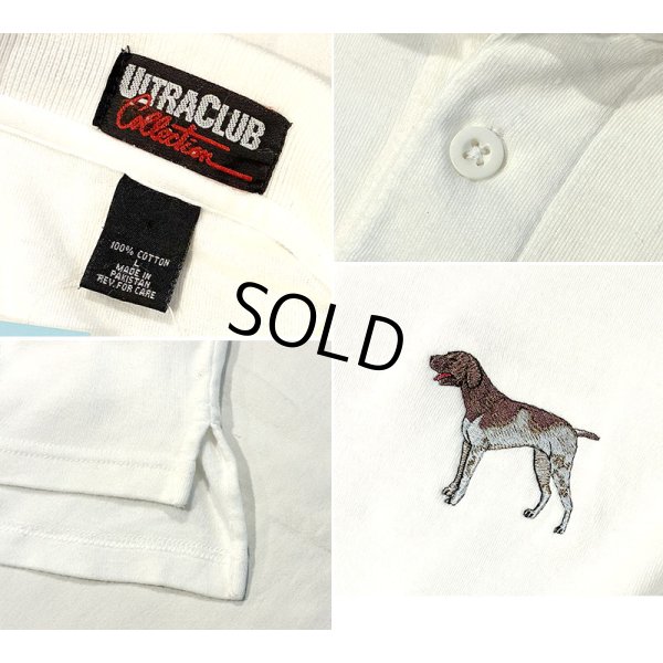 画像2: 【ビンテージ】【ULTRA CLUB】ウルトラクラブ 左胸犬刺繍【白】コットン【ポロシャツ】【サイズL】 