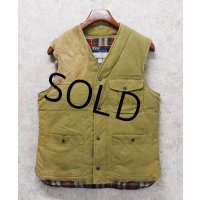 ビンテージ【Ralph Lauren】【ラルフローレン】カーキグリーン【ダウンベスト】【裏地赤チェック】ハンティングダウンベスト【サイズS】 