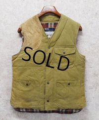 ビンテージ【Ralph Lauren】【ラルフローレン】カーキグリーン【ダウンベスト】【裏地赤チェック】ハンティングダウンベスト【サイズS】 