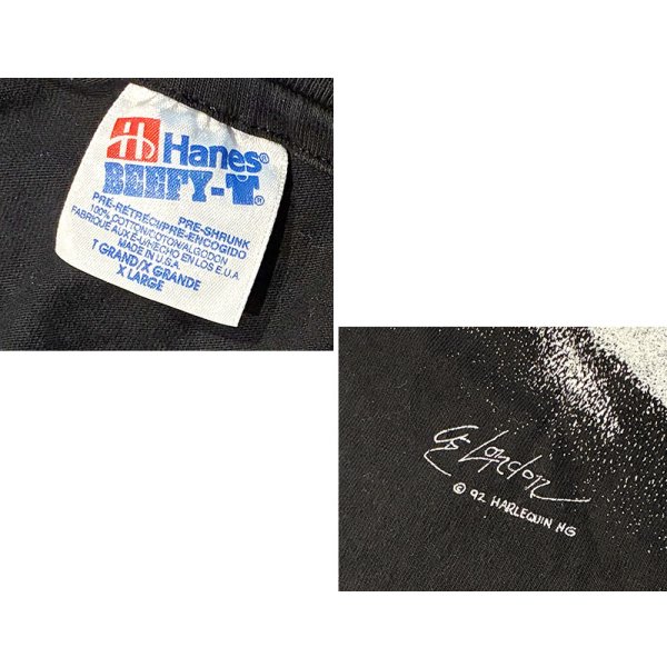 画像2: 【90's】【USA製】【ビンテージ】【Hanes】ヘインズ【オオカミ】プリント【黒ｘ白総柄】【Tシャツ】【サイズXL】 