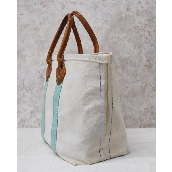 画像4: 【ビンテージ】L.L.bean【L.L.ビーン】【白×水色】【キャンバス】レザーハンドル【トートバッグ】ビーントート 