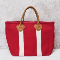 程度良好 80's【ビンテージ】L.L.bean【L.L.ビーン】【赤×白】【キャンバス】レザーハンドル【トートバッグ】ビーントート 