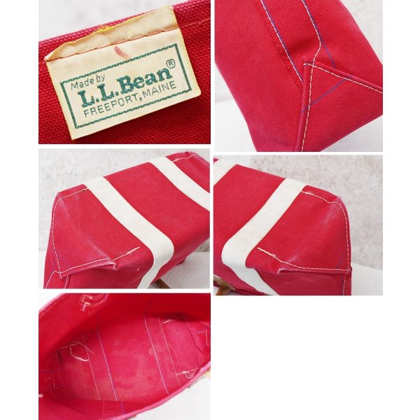 画像2: 程度良好 80's【ビンテージ】L.L.bean【L.L.ビーン】【赤×白】【キャンバス】レザーハンドル【トートバッグ】ビーントート 