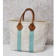 画像1: 【ビンテージ】L.L.bean【L.L.ビーン】【白×水色】【キャンバス】レザーハンドル【トートバッグ】ビーントート<br> (1)