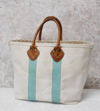 【ビンテージ】L.L.bean【L.L.ビーン】【白×水色】【キャンバス】レザーハンドル【トートバッグ】ビーントート 