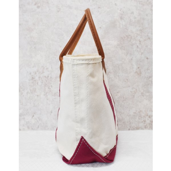 画像4: 程度良好【ビンテージ】【L.L.bean】【エルエルビーン】【白×エンジ】レザーハンドル【天マチファスナー付き】【キャンバス】【トートバッグ】【キャンバストート】 