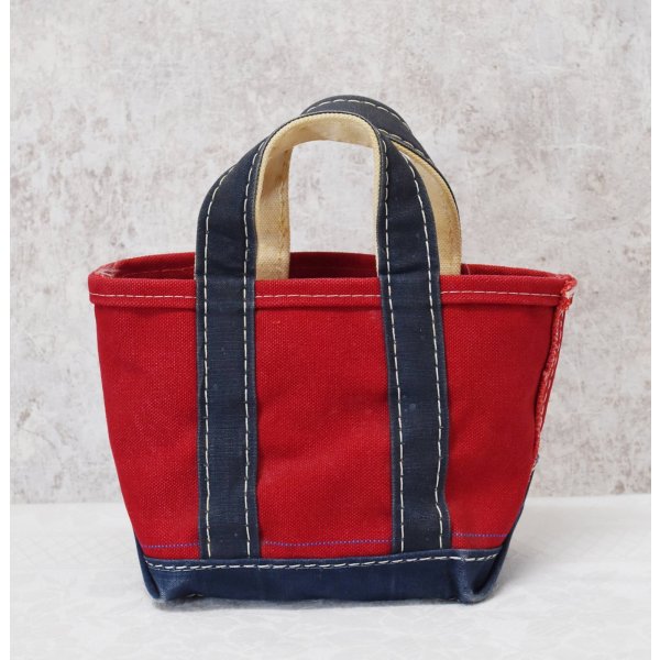 画像1: 80’s【ビンテージ】【L.L.bean】エルエルビーン【赤×紺】【キャンバス】【ミニミニトートバッグ】デラックストート【ビーントート】 