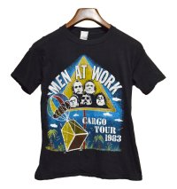80's【パキスタン製】ビンテージ【MEN AT WORK】メン・アット・ワーク【黒】デザイン【バンドTシャツ】【サイズM】 