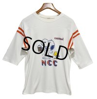 80's【USA製】【ビンテージ】アルテックス【ARTEX】白【肩口赤×白リブ】スヌーピー【七分丈Tシャツ】 サイズＬ 