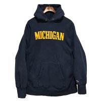 80's USA製【チャンピオン】【Champion】【MICHIGAN】ミシガン大学【プリント】カレッジ 紺【リバースウィーブパーカー】【サイズXL】 