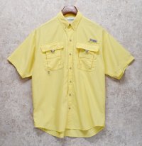 【コロンビア】【Columbia】ビンテージ【PFG】黄色【ボタンダウン】フィッシング【半袖シャツ】【サイズM】 