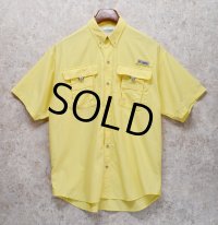 【コロンビア】【Columbia】ビンテージ【PFG】黄色【ボタンダウン】フィッシング【半袖シャツ】【サイズM】 