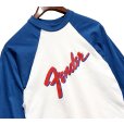 画像3: デッドストック【USA製】【ビンテージ】winterland【ウィンターランド】白ｘ青【Fender】ラグラン【七分丈Tシャツ】 サイズＬ<br> (3)