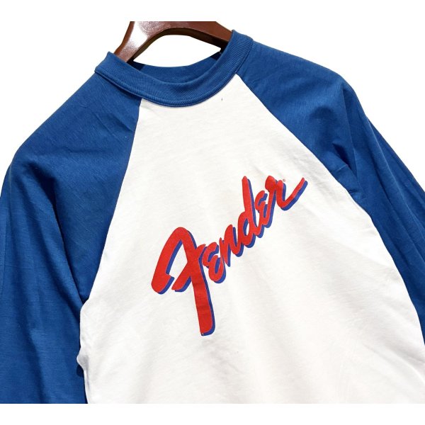 画像3: デッドストック【USA製】【ビンテージ】winterland【ウィンターランド】白ｘ青【Fender】ラグラン【七分丈Tシャツ】 サイズＬ 