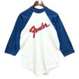 画像1: デッドストック【USA製】【ビンテージ】winterland【ウィンターランド】白ｘ青【Fender】ラグラン【七分丈Tシャツ】 サイズＬ<br> (1)