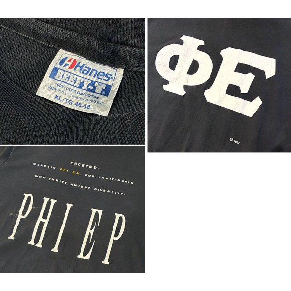 画像2: 【90's】【USA製】【ビンテージ】【Hanes】ヘインズ【PHI EP】【ΦE】【Tシャツ】【サイズXL】 