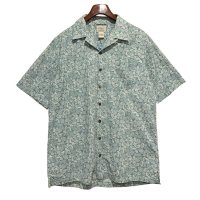 ビンテージ【L.L.Bean】貝殻 総柄プリント 【オープンカラー半袖シャツ】【サイズM-TALL】 