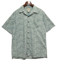 ビンテージ【L.L.Bean】貝殻 総柄プリント 【オープンカラー半袖シャツ】【サイズM-TALL】 