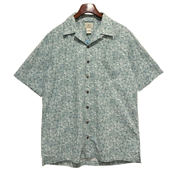 画像1: ビンテージ【L.L.Bean】貝殻 総柄プリント 【オープンカラー半袖シャツ】【サイズM-TALL】 