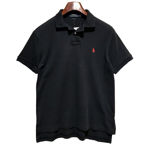 画像1: POLO ralph lauren【ラルフローレン】ビンテージ【CUSTOM FIT】【カスタムフィット】【黒】無地【ポロシャツ】【サイズS】 