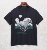 90's【USA製】ビンテージ【SCREEN STARS】スクリーンスターズ【黒】【馬プリント】【Tシャツ】【サイズL】 