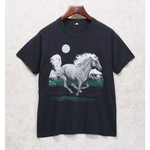 画像1: 90's【USA製】ビンテージ【SCREEN STARS】スクリーンスターズ【黒】【馬プリント】【Tシャツ】【サイズL】 