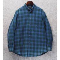 90's【ビンテージ】【nautica】【ノーティカ】【緑ｘ紺】チェック ボタンダウンシャツ【サイズL程度】 