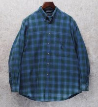 90's【ビンテージ】【nautica】【ノーティカ】【緑ｘ紺】チェック ボタンダウンシャツ【サイズL程度】 