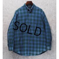 90's【ビンテージ】【nautica】【ノーティカ】【緑ｘ紺】チェック ボタンダウンシャツ【サイズL程度】 