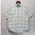画像1: POLO ralph lauren【ラルフローレン】ビンテージ【CASSIC FIT】【クラシックフィット】【白ｘ青ｘ黄】チェック【半袖ＢＤシャツ】【サイズＬ】<br> (1)