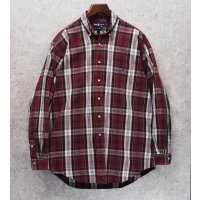 【ビンテージ】【ラルフローレン】【POLO ralph lauren】エンジｘ白 チェック柄【BLAIRE】ボタンダウンシャツ【サイズＬ】 