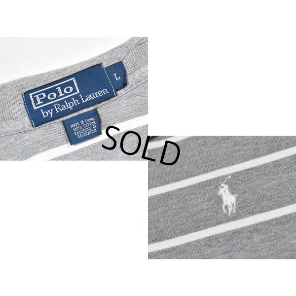 画像2: 【ビンテージ】【ラルフローレン】POLO RALPH LAUREN 【グレー×白ライン】コットン【ポロシャツ】【サイズＬ】  