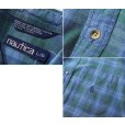 画像2: 90's【ビンテージ】【nautica】【ノーティカ】【緑ｘ紺】チェック ボタンダウンシャツ【サイズL程度】<br> (2)