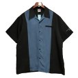 画像1: USA製【House of Blues ORLAND】【黒ｘ青】【ポリエステル】【ボーリングシャツ】【半袖シャツ】【サイズＸＬ】 <br> (1)