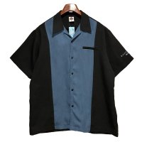 USA製【House of Blues ORLAND】【黒ｘ青】【ポリエステル】【ボーリングシャツ】【半袖シャツ】【サイズＸＬ】  