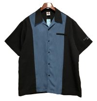 USA製【House of Blues ORLAND】【黒ｘ青】【ポリエステル】【ボーリングシャツ】【半袖シャツ】【サイズＸＬ】  