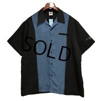 USA製【House of Blues ORLAND】【黒ｘ青】【ポリエステル】【ボーリングシャツ】【半袖シャツ】【サイズＸＬ】  