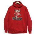 画像1: 90's【USA製】JERZEES ジャージーズ【ビンテージ】【WISCONSIN】バッキ―・バジャー【赤】パーカー【サイズXL】<br> (1)